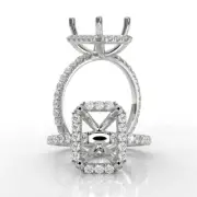 Diamond Engagement Emerald Shape Proposed Halo Ring Platinum 950 Semi Mount 1Ct