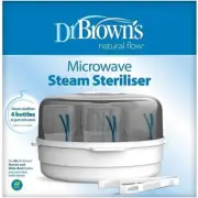 Dr Brown's Microwave Steam Steriliser AC057 + Tongs (Fits 4 Bottles)