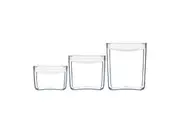 3x ClickClack Small Pantry Kitchen Plastic Cube Set with 900ml 1.9L 3.3L White