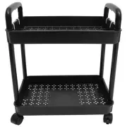 Foldable Shopping Trolley Mobile Double Layer Cart Storage Rack