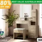 Artiss Dressing Table Drawer Makeup Vanity Mirror Stool Set Cabinet Desk Oak
