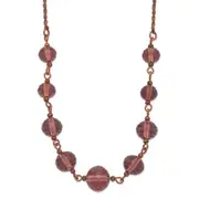 Fashion 1928 Jewelry Rose-Tone Purple Glass Faceted Graduated Bead 16 Inch Necklace With 3 Extension