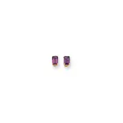 14k Yellow Gold 6x4mm Emerald Cut Rhodolite Garnet earring