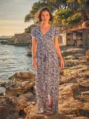 FatFace Erin Blue Beachwear Wrap Dress (AK9432) | $150