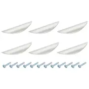 6 Pack Half Moon Cabinet Pull, 3.78" Hole Center Cabinet Pull Handles, Silver