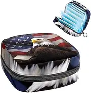 Period Bag,Sanitary Napkin Storage Bag,Bird American Flag Eagle,Tampon Bag for Purse