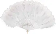 [VERDANVERSE] 20s Style Handheld Fan White Folding Fan Lace for Wedding and Dance Events