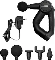 FitSmart Massage Gun Pro Vibration Therapy Device 3 x Lvel Adjustment 5 x Interchangeable Heads Portable Cordless Lightweight Relieve Stiff Sore Muscles (Black)