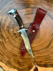 custom handmade high carbon steel 13" bowie knife STAG HANDLE with steel clip