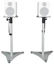 Pair Rockville RVSM5 White Adjustable Studio Monitor Bookshelf Speaker Stands