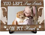 valucise Cat Memorial Pictures Frame, You Left Paw Prints On My Heart Photo Frame With Stand, Sympathy Gifts For Loss Of Pet Cat, Farmhouse Home Living Room Bedroom Office Decoration -a85