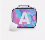 JUSTICE GALAXY SHIMMER INITIAL(D,H,L,M,S)LUNCHBOX POM POM SUPER SPARKLY CUTE
