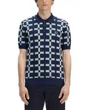 Fred Perry Geometric Regular Fit Jacquard Knit Polo Shirt