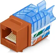 Everest 45° Angled CAT5e Keystone Jack in Orange - Slim Profile, UTP RJ45 Female Ethernet Connector - Compatible with 45° Angled Speed Termination Tool - 45Term - 50-Pack