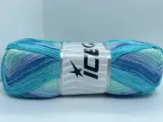 Blue Green Lilac Biscuit 77490 Ice Yarns Fine Micro Acrylic 100gr 382yd