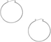 [JewelryWeb] 10k White Gold 1.0x40mm Light Tube Hoop With Hinged Clasp Earrings-Hoop Earring for Women