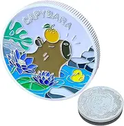 Collectible Coin, Animal Souvenir, Metal Keepsake, Cute Design Acrylic Display Case Silver Finish for Collectors, Family Presents, Home Decoration, 0.1 Inches