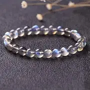 [QJZM] Beaded Labradorite Bracelets for Women Energy 5A Moonstone Elasticity Strand Bracelet Handmade Nature Stone Bead Jewelry-7mm Beads