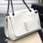 SAINT LAURENT YSL 聖羅蘭NOLITA復古真皮包 山羊皮 大號白色 斜背包 肩背包 流浪包現貨