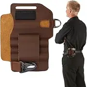 Edcs Leather Sheath - Mulltitool Sheath Belt, Multi Tool Sheath Holder Holster | Flashlight Holster Pocket Organizer with Key Holder, High Capacity Cowhide Leather Men Holster for Knives