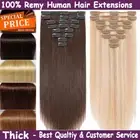 CLEARANCE Clip In Remy Human Hair Extensions Double Weft THICK FULL HEAD Russian