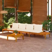 Garden Benches with Cream White Cushions 2 pcs Acacia Wood vidaXL