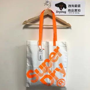 跩狗嚴選 極度乾燥 Superdry 帆布袋 帆布包 純棉 托特包 米白 橘 Logo 肩背包 側背包 購物袋 撞色手把