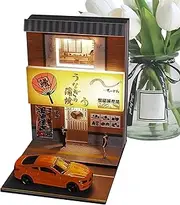 Miniature Houses - Housewarming Decorations, Lighted Miniature Scene Architectural Model Toy, 1:64 Miniature Sushi Restaurant Building Scene, Japanese Corner Restaurant, Handmade Doll House