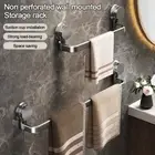 Wall Mount Towel Rack No Drilling Bathroom Shelf Towel Bar Hanger Holder
