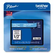 Brother P-Touch TZe Laminated Removable Label Tapes, 0.47" x 26.2 ft, White on B
