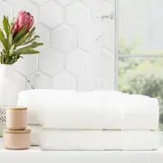 4pc Renee Taylor Stella Bath Sheet/Towel 160cm Soft Bamboo Cotton 650 GSM White
