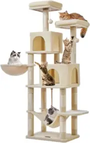 Cat Tree, 66.2-Inch Cat Tower for Indoor Cats, Plush Multi-Level Cat Condo with