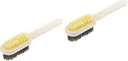 [Minkissy] 2pcs Soft Double Sided Shoes Cleaning Brush with Long Handle Clothes Washing Brush for Durable Compact Design for Easy Use