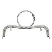 Metal Purse Frame, 9" Arch Kiss Lock Clasp Frame Embossed(Silver)