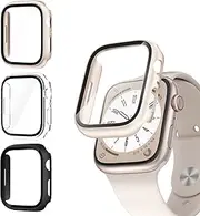 Commuter Apple Watch SE (2nd Gen)/SE/6/5/4 Screen Protector 40mm, [3 Pack] Hard PC Ultra-Thin Cover Built-in Tempered Glass Film for Apple Watch SE 2/SE/6/5/4 40mm, Black/Clear/Starlight