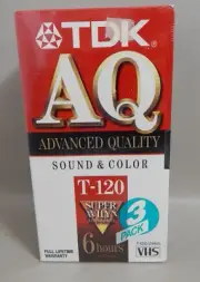 3 Pack TDK VHS T-120 SUPER AVILYN TECHNOLOGY AQ T-120AQ VCR Tape - NEW & SEALED