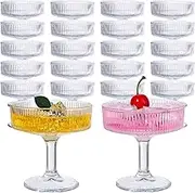 Teenyyou 20 Pcs Ribbed Vintage Coupe Glasses 7 oz Martini Glasses Champagne Coupe Classic Cocktail Glassware Reusable Ribbed Glassware for Cocktail Martini European Style (Clear)