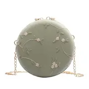 Round Chain Messenger Bags for Women Flower Elegant Women Pu Leather Small Shoulder Bag