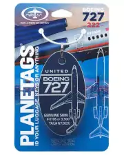 United Airlines Boeing 727-200 Tail #N7262U Blue Aluminum Jet Plane Skin Bag Tag