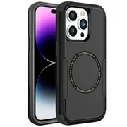For Apple iPhone 15 MagSafe Compatible 3in1 Case Hybrid Armor Heavy Duty Shockproof Cover (Black)
