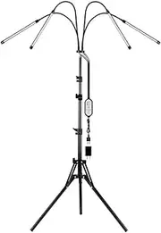 LED Plant Grow Light Full Spectrum Indoor Flower Growing Lamp 4 Heads 80 LEDs Height Adjustable Tripod Stand Auto Timer