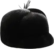 [keusyoi] Men Fur Hat Fashion Men's Fur Cap Winter Warm Top Hat Headgear Beanie Beret Fur Cap for Men