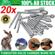 20x Tungsten Solid Carbide Burr Set Rotary Tool Die Grinder Bits Burrs 3mm Shank