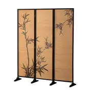 MIUZ 3 Panel Room Divider Screen Partition Privacy Fold Dividers Wood Stand