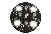 Waterproof Wipeable Elastic Edge Round PVC Table Cloth Oilcloth Print Tablecloth Table Cover for Kitchen-Black