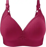 [Generic] Sports Bra Medium Women Bra Solid Color Embroidered Decoration Breathable Gathers Underwear Comfort Bra Bandeau Bra with Support