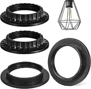 Housoutil Light Sockets Shade Rings, 4pcs E27 E26 Lamp Shade Collar Ring, Black Base Screw Rings Replacement for DIY Light Fixtures Table Lamp