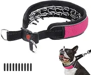 Martingale Collar for Dogs, No Pull Dog Collar for Large Medium Dogs, Reflective Anti Pull Dog Collar with Buckle, Adjustable Heavy Duty Nylon Slip Collar for Training Walking 2 Inch Wide M Hot Pink