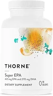 Thorne Super EPA - Omega-3 Fatty Acids EPA 425mg and DHA 270mg Supplement - Support Brain, Cardiovascular, Joints, and Skin - Gluten-Free, Dairy-Free, Soy-Free - 90 Gelcaps