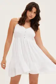 White Chiffon Skater Dress - Size 10, Women's Skater Dress